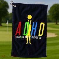 Funny ADHD Already Done With My Homework Dad Golf Towel thumb 1