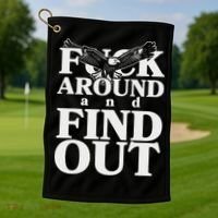 Fuck Around And Find Out Eagle Golf Towel thumb 1