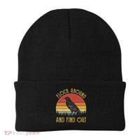 Flock Around And Find Out Funny Sarcastic Crow Raven Beanie thumb 0