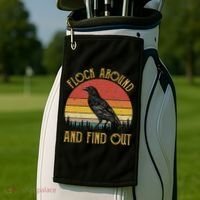Flock Around And Find Out Funny Sarcastic Crow Raven Golf Towel thumb 2