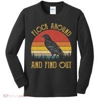 Flock Around And Find Out Funny Sarcastic Crow Raven Kids Long Sleeve Shirt thumb 0