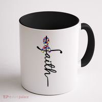 Faith Autism Awareness Month Ribbon Coffee Mug thumb 1