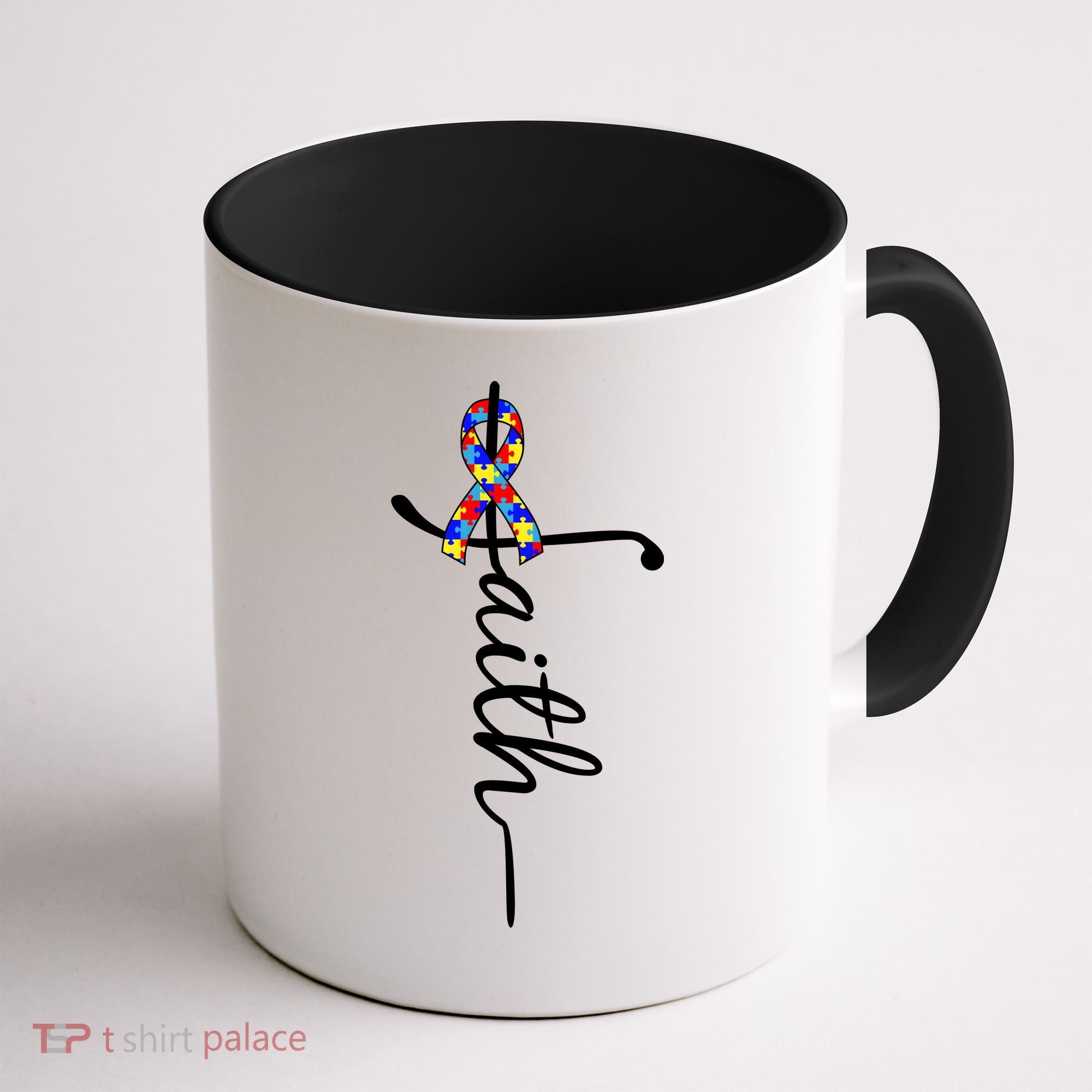 Faith Autism Awareness Month Ribbon Coffee Mug