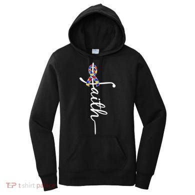 Faith Autism Awareness Month Ribbon Women's Hoodie