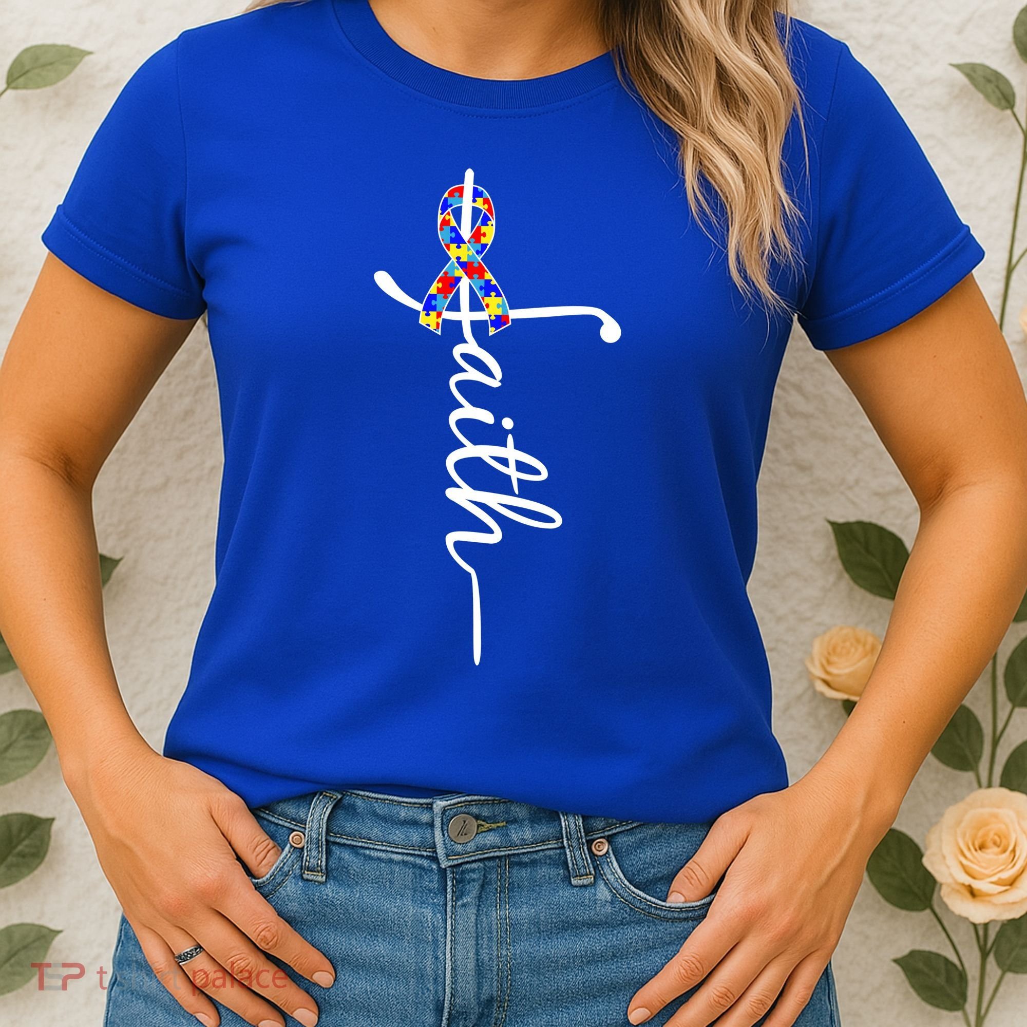 Faith Autism Awareness Month Ribbon Women's T-Shirt
