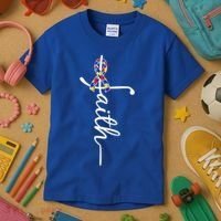 Faith Autism Awareness Month Ribbon Kids T-Shirt thumb 3