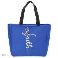 Faith Autism Awareness Month Ribbon Tote Bag thumb 0
