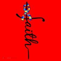 Faith Autism Awareness Month Ribbon Santa Hat thumb 1