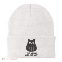 Fluff Around And Find Out Funny Cat Lover Beanie thumb 0