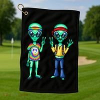 Funny Alien Alien Lover Hippie Aliens Believe In Aliens Golf Towel thumb 1