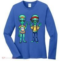 Funny Alien Alien Lover Hippie Aliens Believe In Aliens Women's Long Sleeve Shirt thumb 0