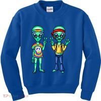 Funny Alien Alien Lover Hippie Aliens Believe In Aliens Kids Sweatshirt thumb 0