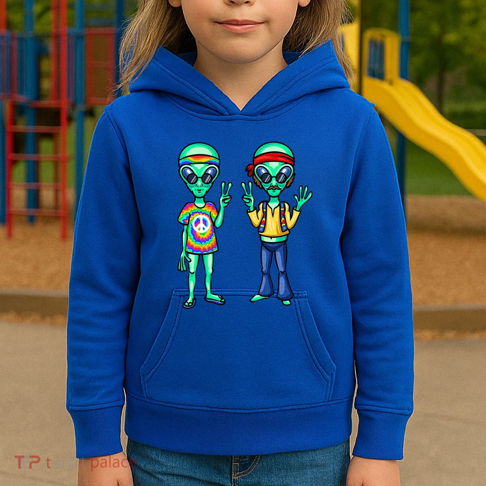 Funny Alien Alien Lover Hippie Aliens Believe In Aliens Kids Hoodie