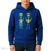 Funny Alien Alien Lover Hippie Aliens Believe In Aliens Kids Hoodie thumb 4