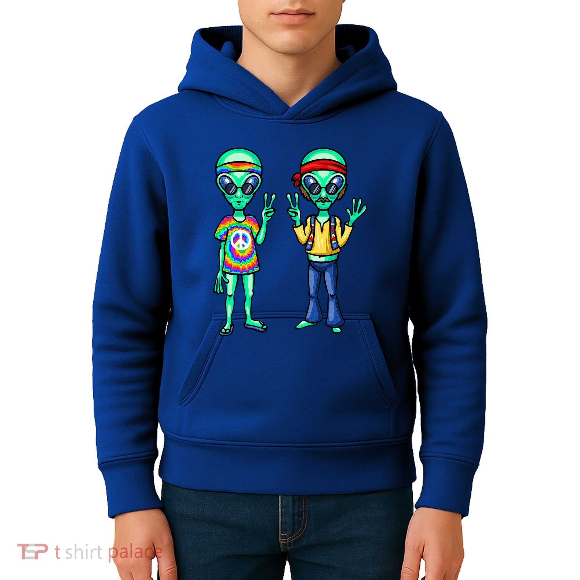 Funny Alien Alien Lover Hippie Aliens Believe In Aliens Kids Hoodie
