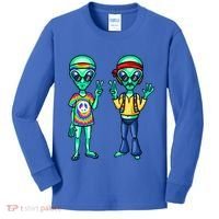 Funny Alien Alien Lover Hippie Aliens Believe In Aliens Kids Long Sleeve Shirt thumb 0