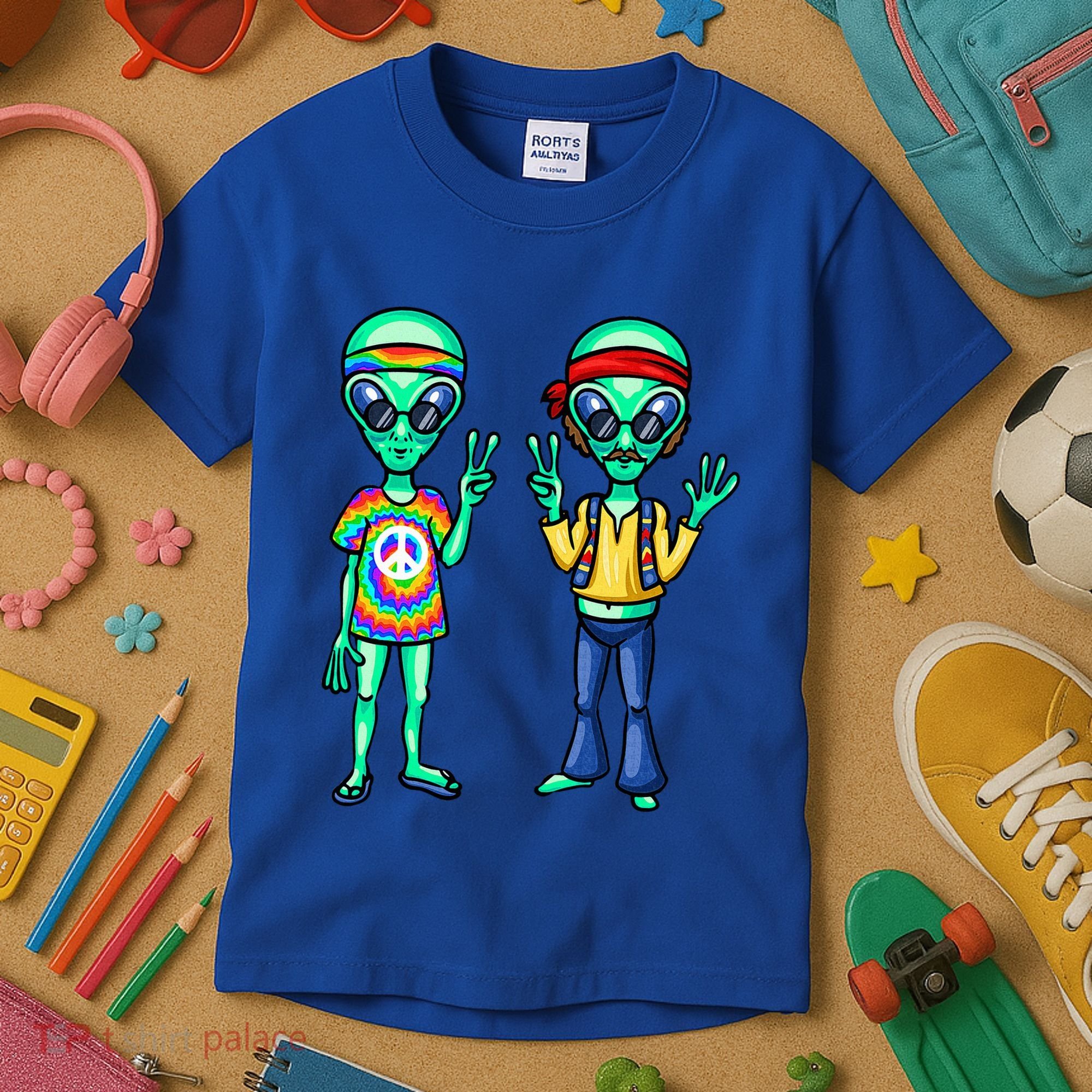 Funny Alien Alien Lover Hippie Aliens Believe In Aliens Kids T-Shirt