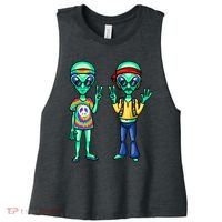 Funny Alien Alien Lover Hippie Aliens Believe In Aliens Women's Racerback Cropped Tank thumb 0