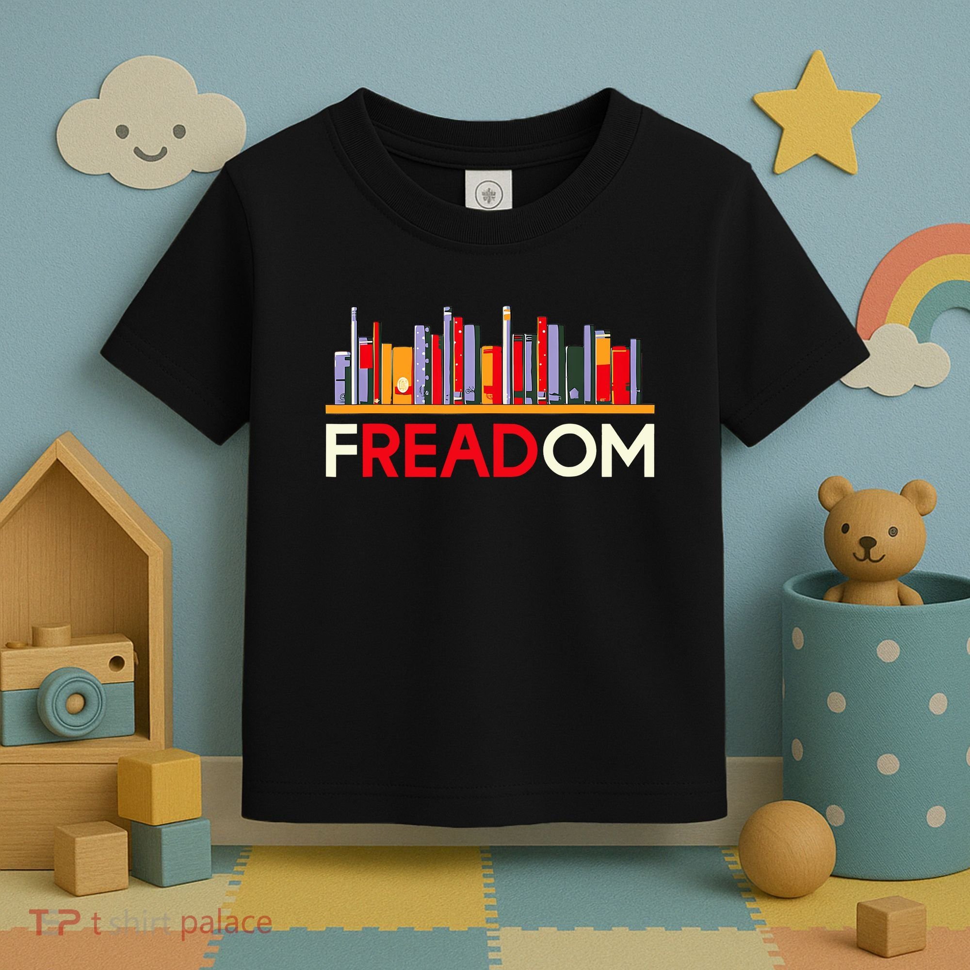 Freadom Anti Ban Books Freedom To Read Book Lover Reading Toddler T-Shirt