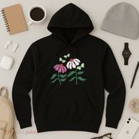 Flower And Butterfly Cone Flower And Butterflies Hoodie thumb 3