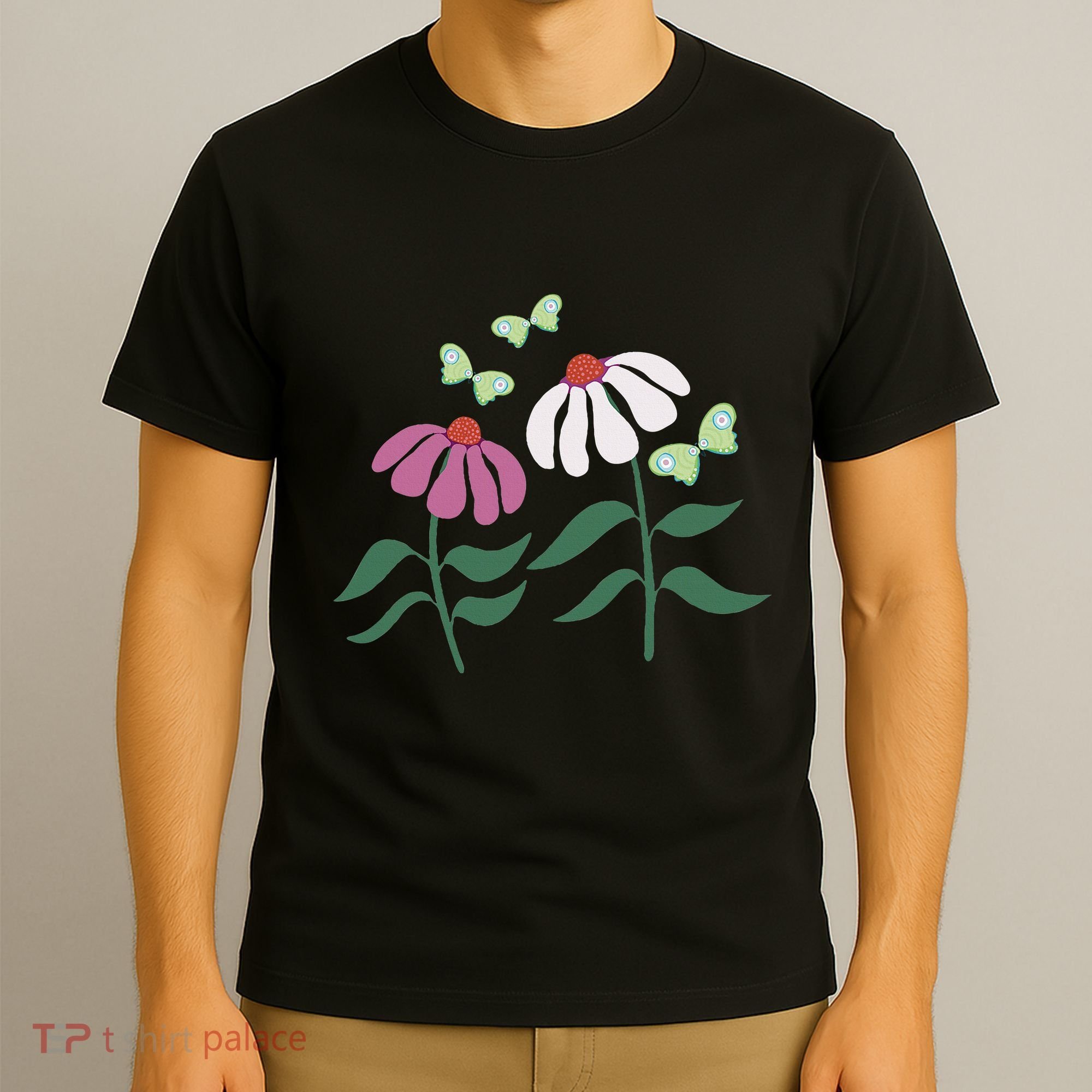 Flower And Butterfly Cone Flower And Butterflies T-Shirt