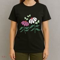 Flower And Butterfly Cone Flower And Butterflies T-Shirt thumb 4