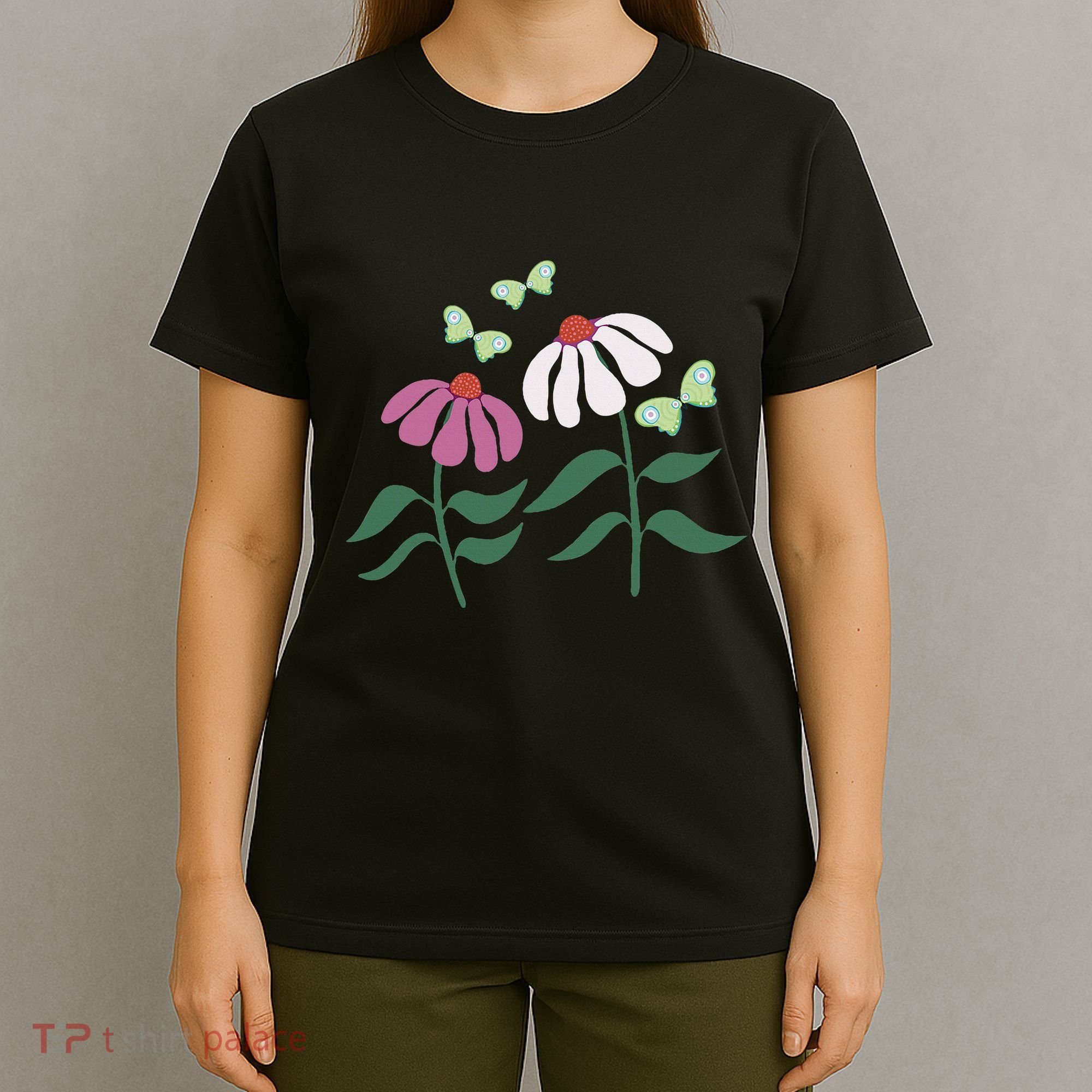 Flower And Butterfly Cone Flower And Butterflies T-Shirt