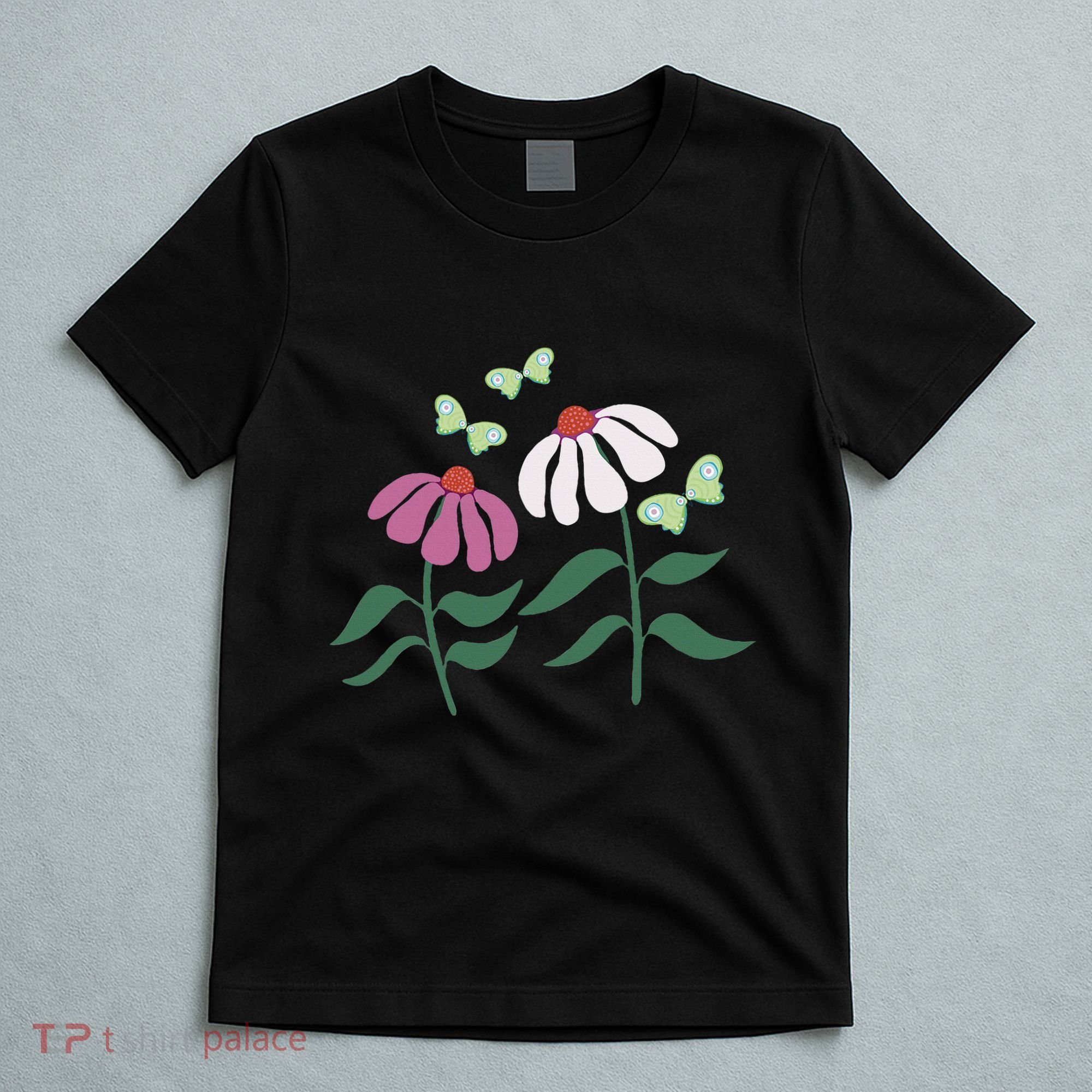 Flower And Butterfly Cone Flower And Butterflies T-Shirt