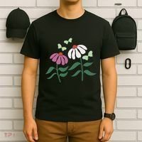 Flower And Butterfly Cone Flower And Butterflies T-Shirt thumb 6