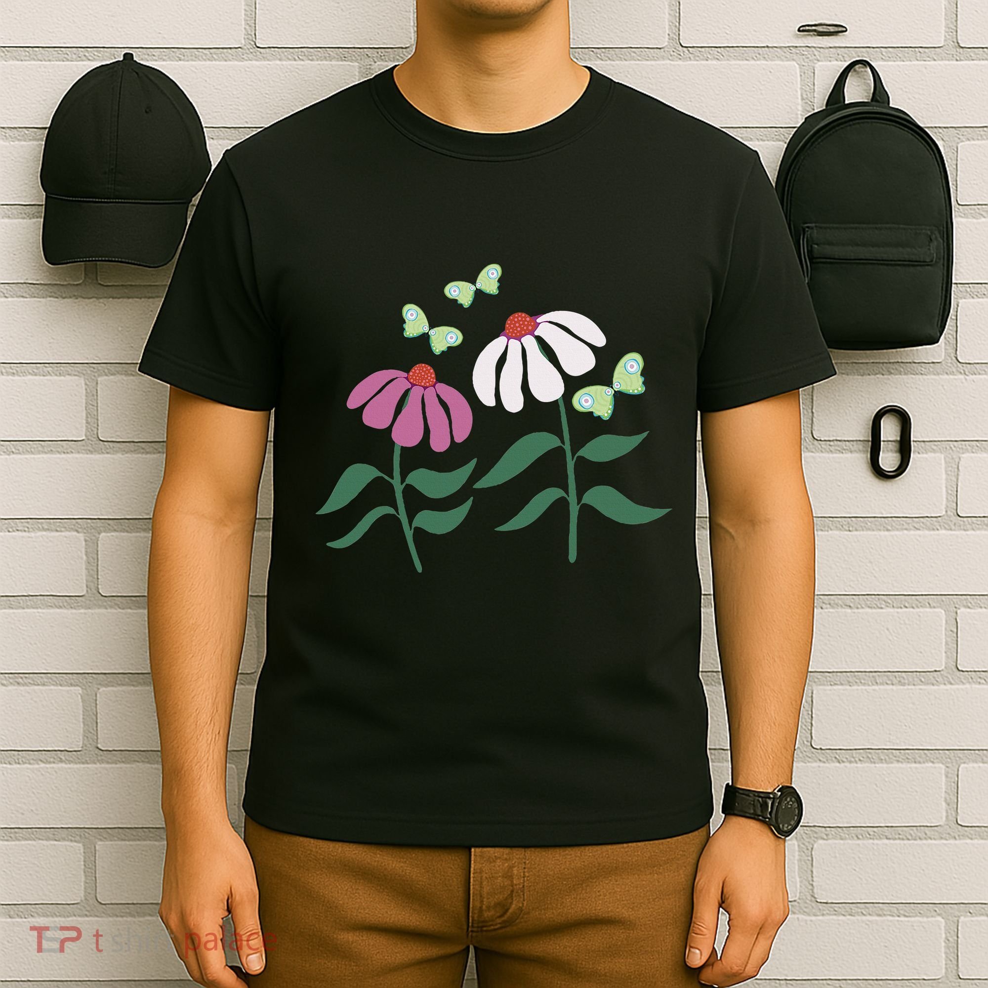 Flower And Butterfly Cone Flower And Butterflies T-Shirt