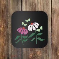 Flower And Butterfly Cone Flower And Butterflies Coaster thumb 0