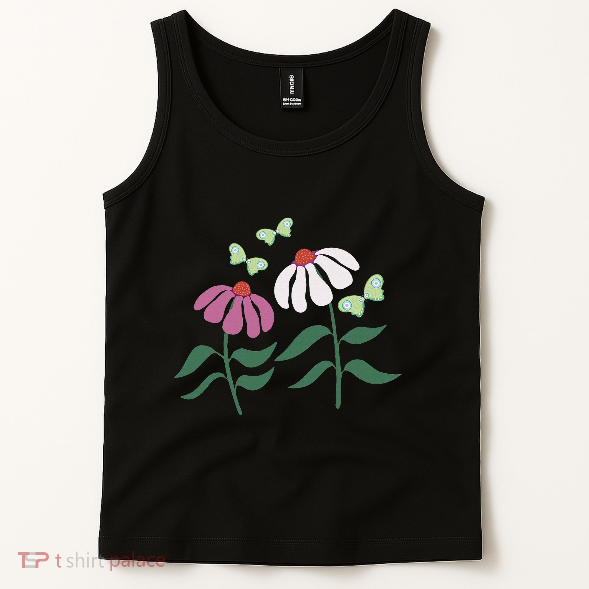 Flower And Butterfly Cone Flower And Butterflies Tank Top