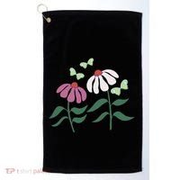 Flower And Butterfly Cone Flower And Butterflies Golf Towel thumb 0