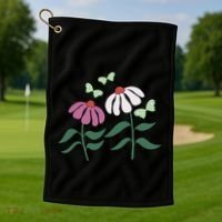 Flower And Butterfly Cone Flower And Butterflies Golf Towel thumb 1