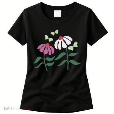 Flower And Butterfly Cone Flower And Butterflies Women's T-Shirt