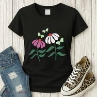 Flower And Butterfly Cone Flower And Butterflies Women's T-Shirt thumb 3