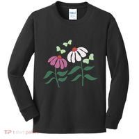 Flower And Butterfly Cone Flower And Butterflies Kids Long Sleeve Shirt thumb 0