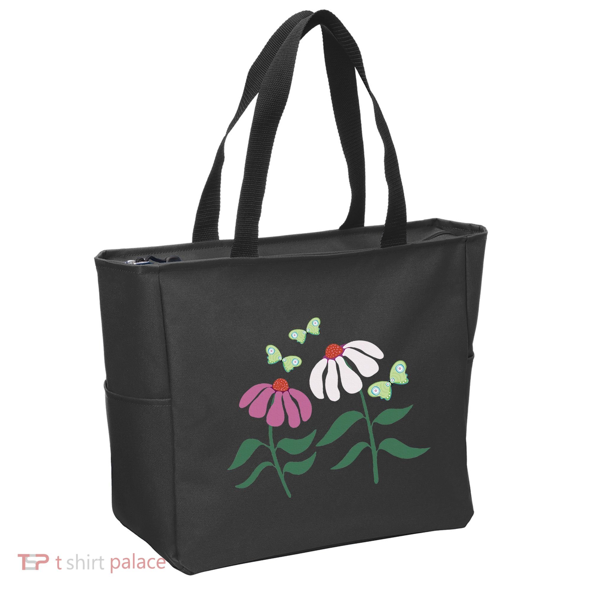 Flower And Butterfly Cone Flower And Butterflies Tote Bag
