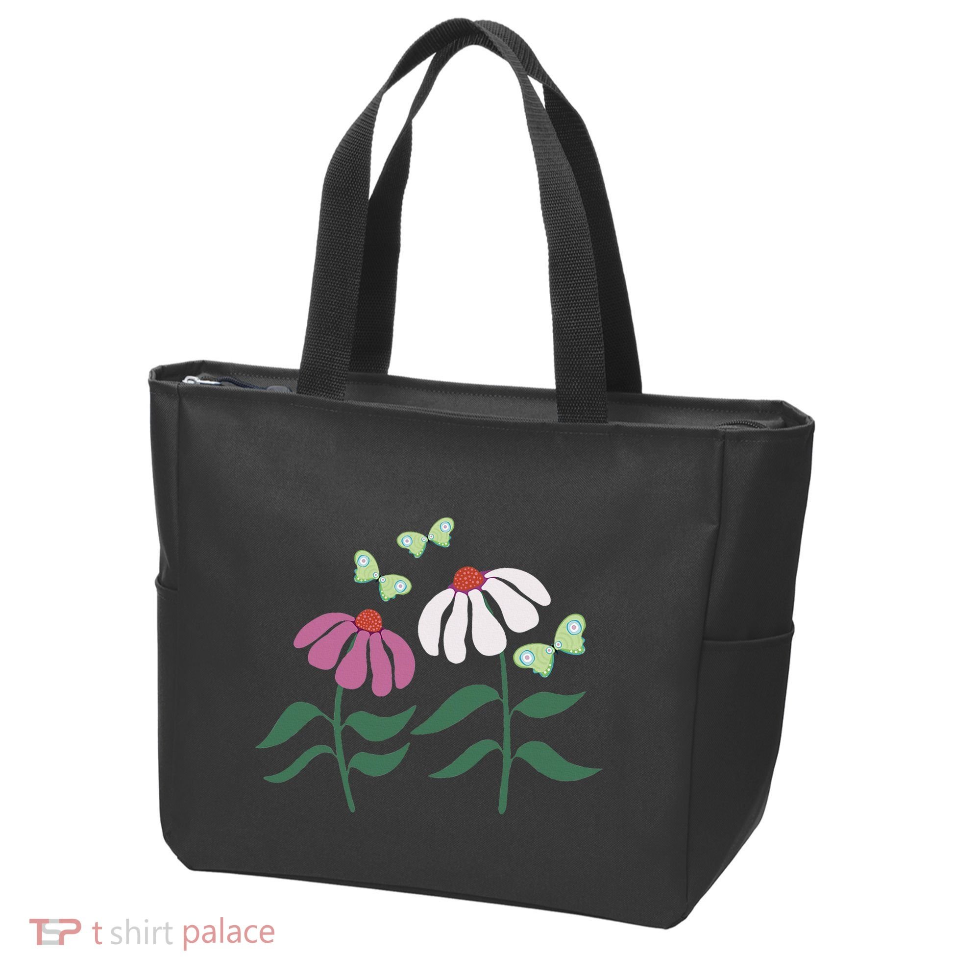 Flower And Butterfly Cone Flower And Butterflies Tote Bag