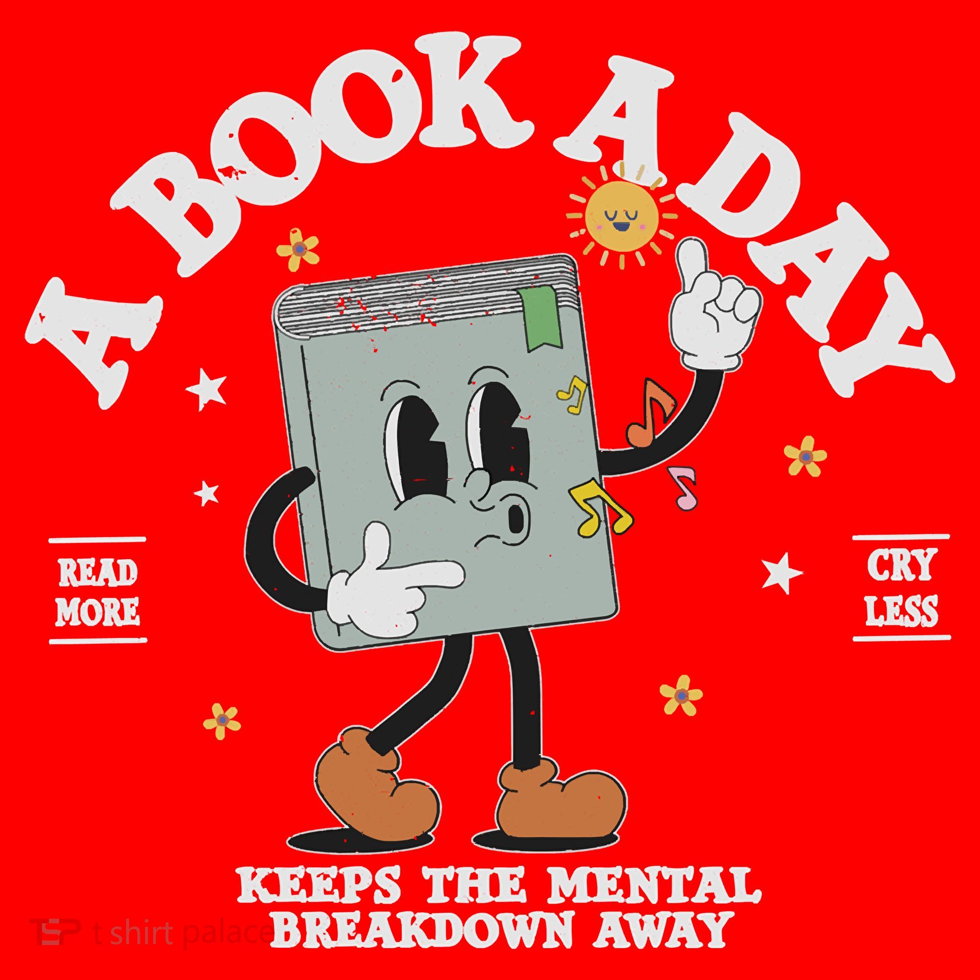 Funny A Book A Day Keep The Mental Breakdown Away Book Lover Santa Hat