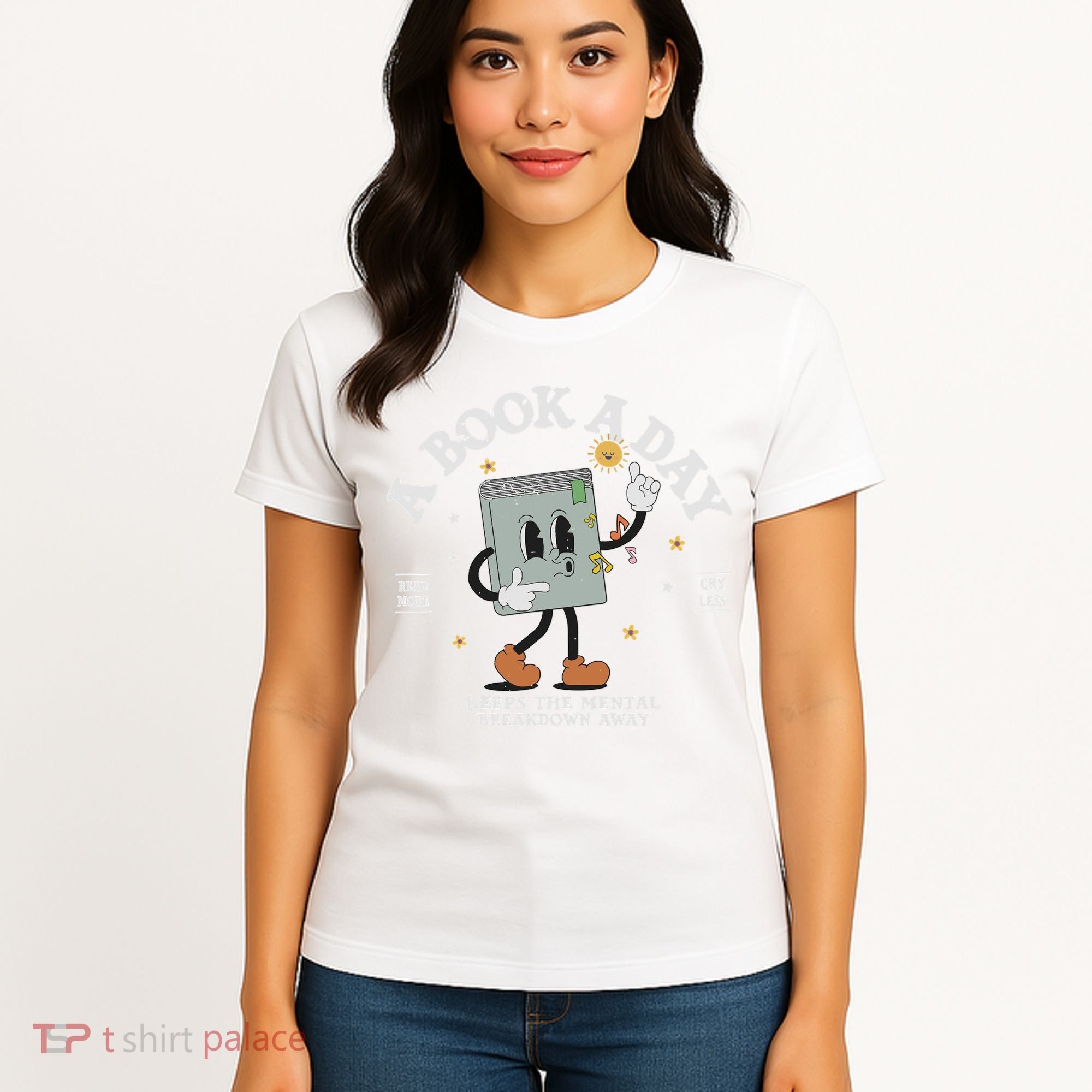 Funny A Book A Day Keep The Mental Breakdown Away Book Lover Women's T-Shirt