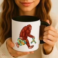 Funny Autism Bigfoot Autism Awareness Month Coffee Mug thumb 3