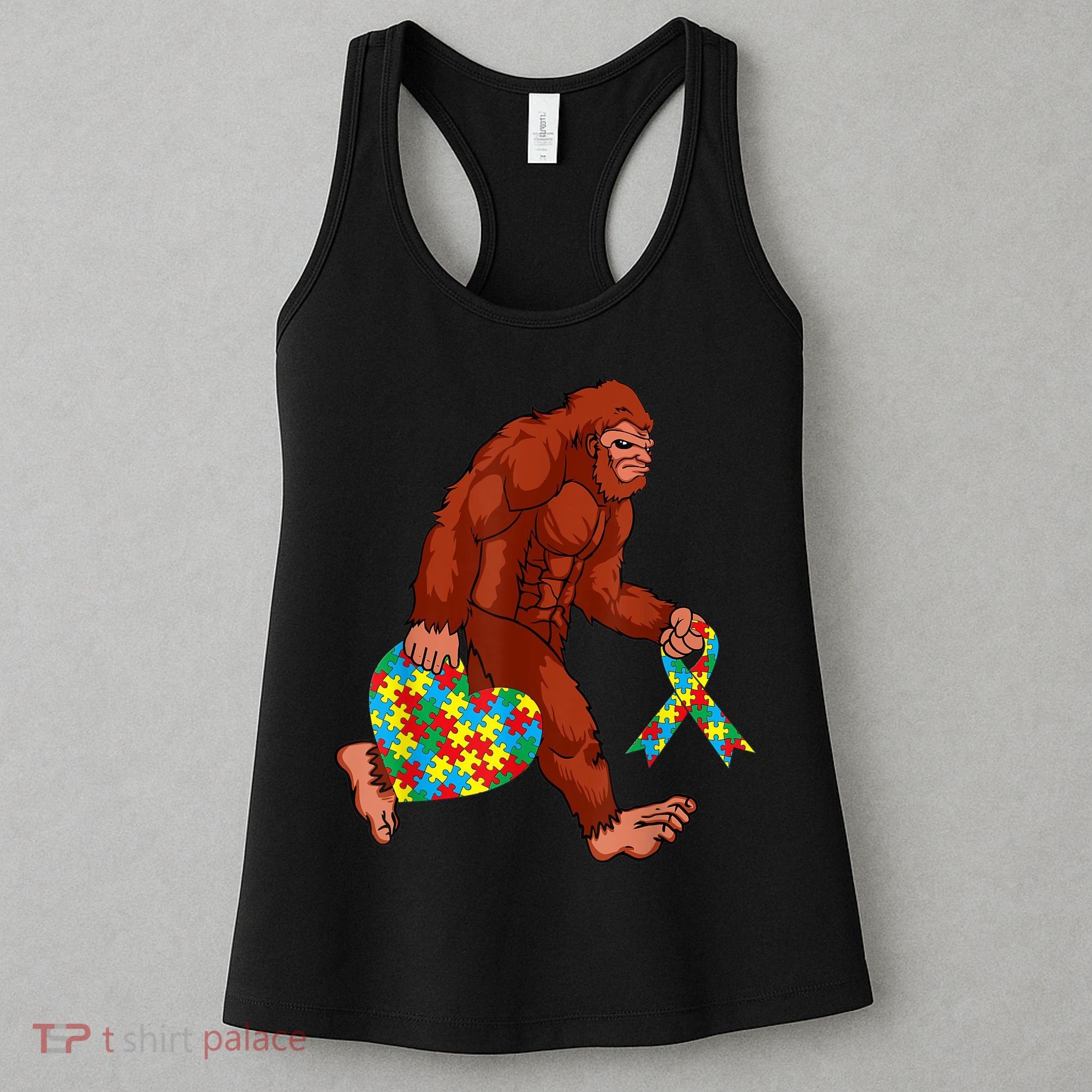 Funny Autism Bigfoot Autism Awareness Month Women's Tank Top