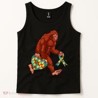 Funny Autism Bigfoot Autism Awareness Month Tank Top thumb 2