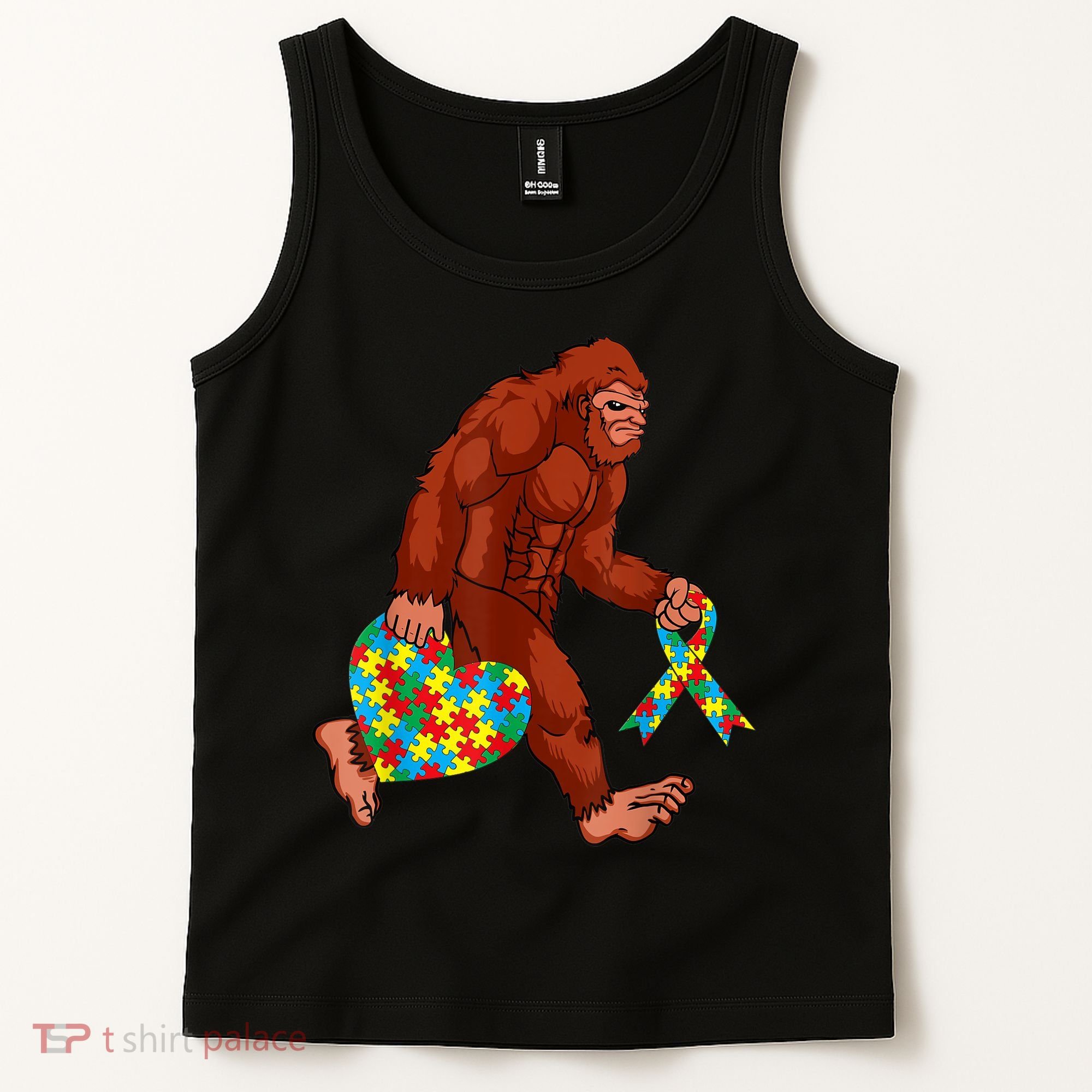 Funny Autism Bigfoot Autism Awareness Month Tank Top