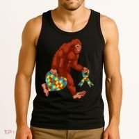 Funny Autism Bigfoot Autism Awareness Month Tank Top thumb 3