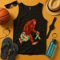 Funny Autism Bigfoot Autism Awareness Month Tank Top thumb 4