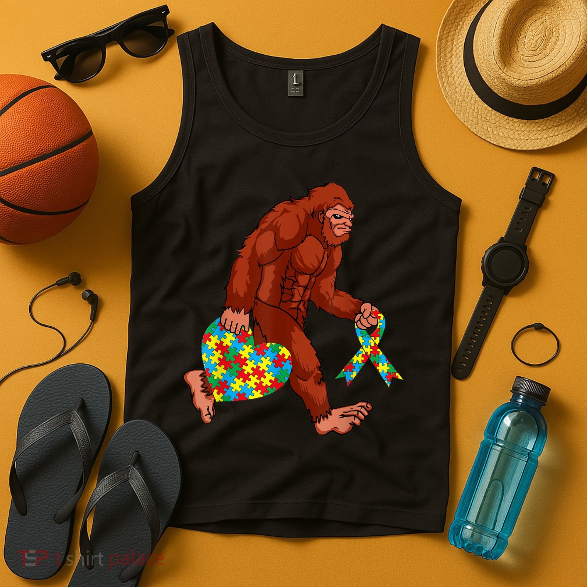 Funny Autism Bigfoot Autism Awareness Month Tank Top