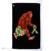 Funny Autism Bigfoot Autism Awareness Month Golf Towel thumb 0