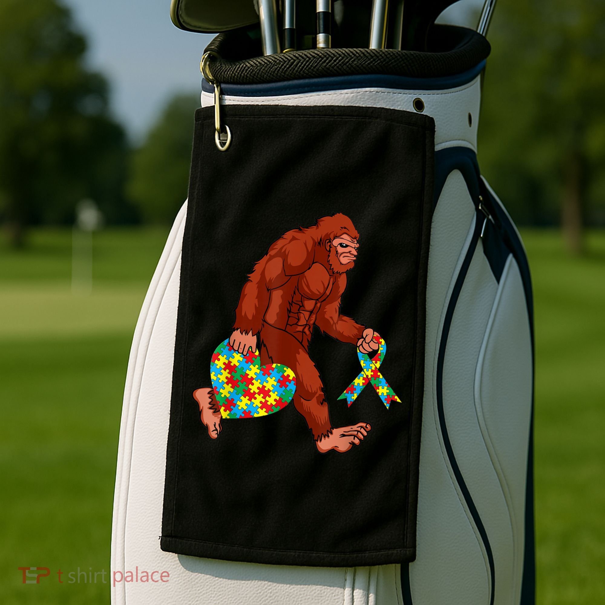 Funny Autism Bigfoot Autism Awareness Month Golf Towel